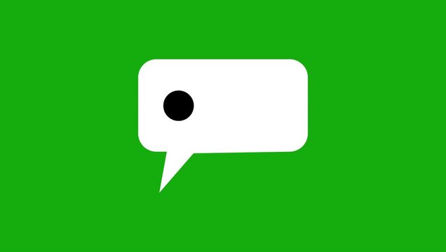 Animated Chat Typing Indicator with Three Dots, Message Loading and Looping Progress Icon on Transparent Background, 4K green screen.