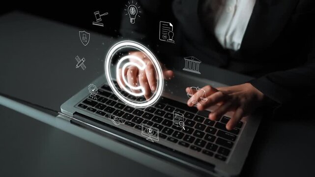 Copyright protection highlights copyright, intellectual property, and legal ownership through law, verification, and secure digital rights Marrow