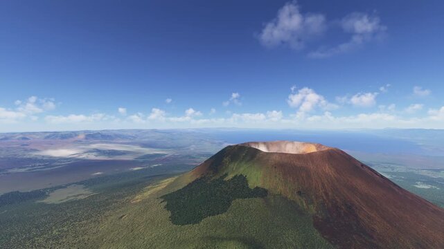 Side aerial view of Mount Nyiragongo. Democratic Republic of the Congo