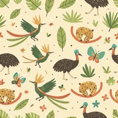 Seamless tropical pattern with exotic birds and animals © Iswanto