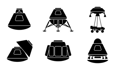 Spacecraft Icons: Capsule, Lander, Rover Set, Vector Graphics for Exploration © Dhriti