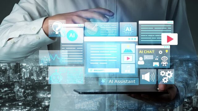 Modern Technology and Digital Interface with AI Interaction Featuring Hands-on Experience in Urban Night Setting. Entropy.