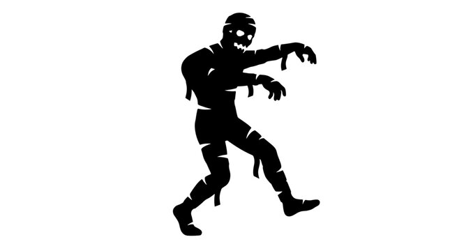 Silhouette of a zombie walking with arms extended on plain