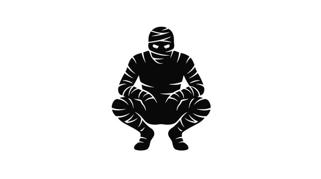 Silhouette of a man crouching in a squatting position