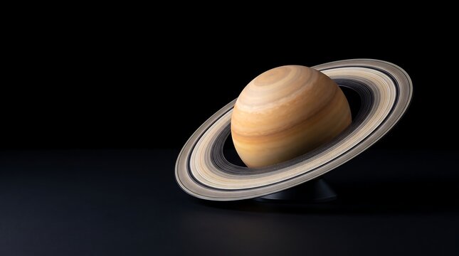 Planet saturn with rings isolated in deep space illustration