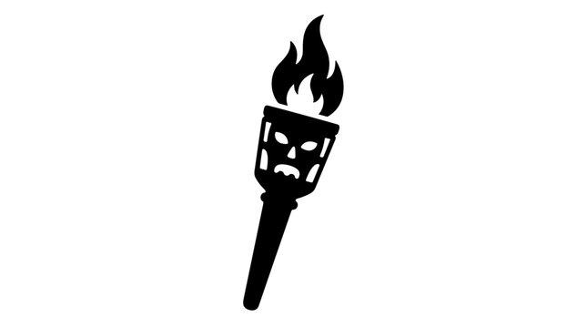 Silhouette of a burning torch with flames and handle