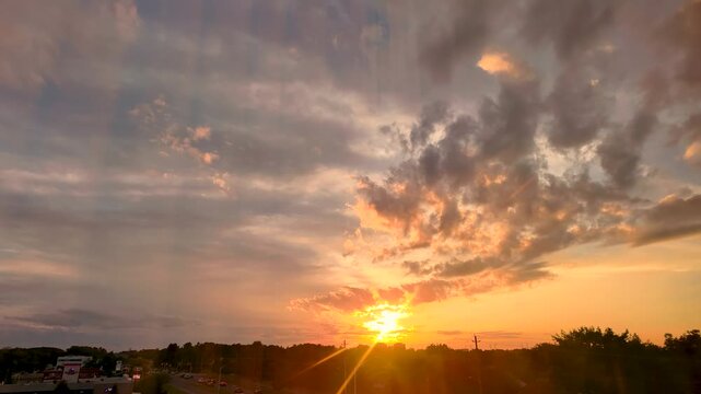 Timelapse of Dramatic Sunset Sky and Moving Clouds Over Ottawa Ontario Canada