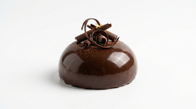Chocolate dessert with chocolate shavings on top