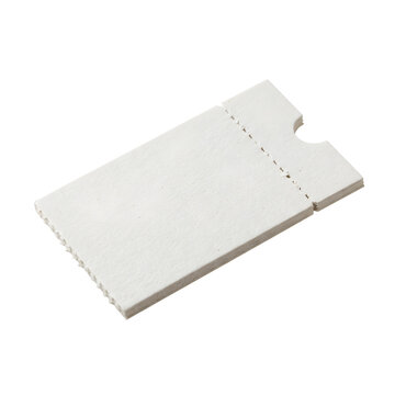 Blank white paper admission ticket stub isolated on transparent background