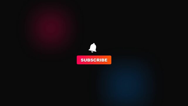 Subscribe button animation with notification bell icon over dark gradient background for video creators