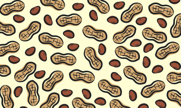 Doodle peanut hand draw pattern background