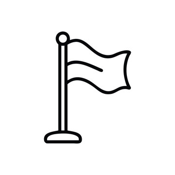 Minimalist flag marker outline icon for navigation and map interface design