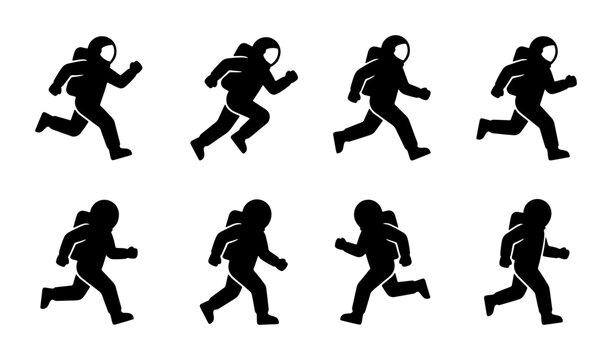 Astronaut Running Animation Sequence, Space Explorer Motion Graphics, Sci-Fi Character Sprites