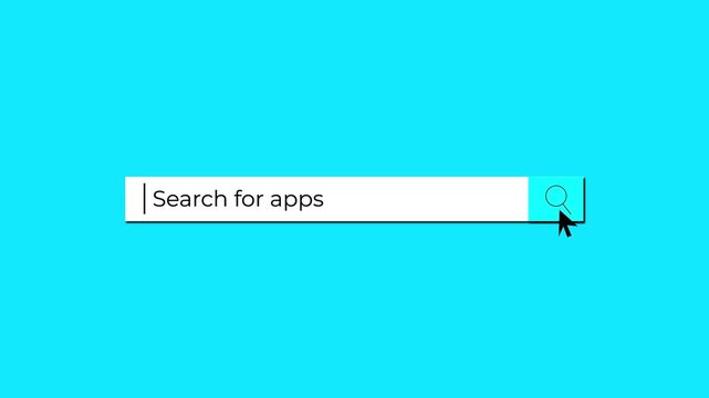 typing search for apps text in search bar animation 4k.