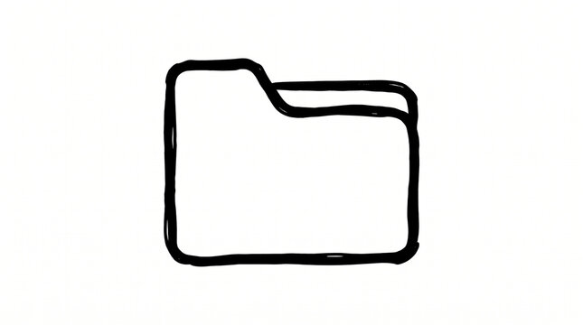 Hand drawn doodle style file folder icon. Black line art directory, document archive, and data storage vector symbol isolated on a white background.