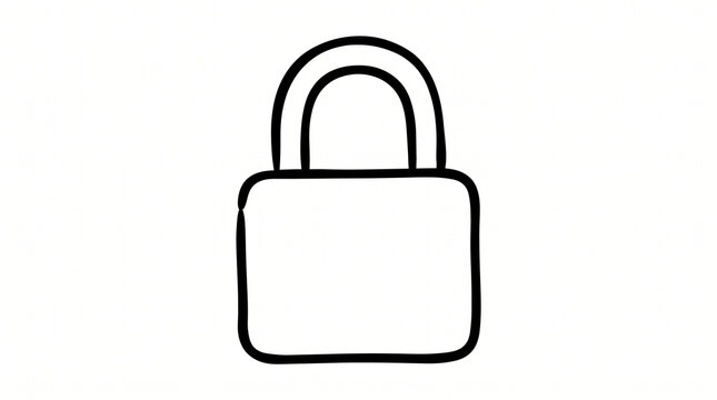 Hand drawn doodle style closed padlock icon. Black outline security lock vector symbol isolated on a white background.