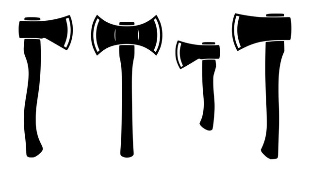 Set of four black and white vintage style axes illustration Vector