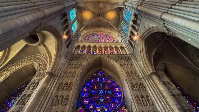 Reims Cathedral Notre-Dame de Reims. Reims, France, December 25, 2025. High quality 4k footage