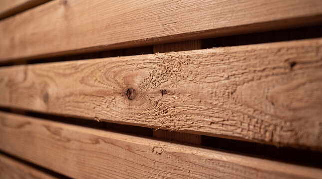 Horizontal wooden planks with natural grain and rough rustic texture