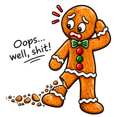 Fototapeta premium Funny Gingerbread Christmas Characters with Humorous Holiday Typography and Cookie Illustrations