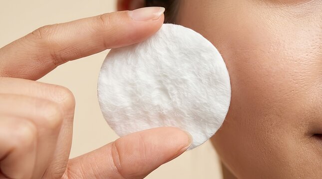 woman holding cotton pad for skincare routine