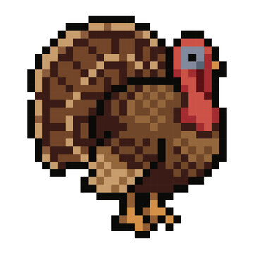 Pixel Art Thanksgiving Roast Turkey Bird