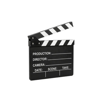 Black film clapperboard isolated on a transparent background
