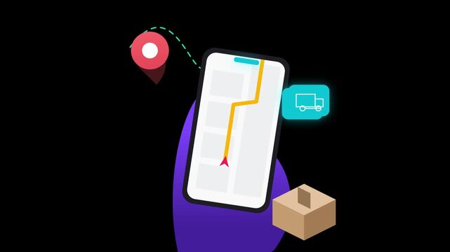 Mobile App Parcel Tracking And Delivery Motion Graphic