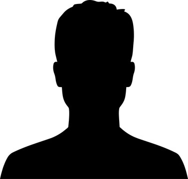Black silhouette portrait of a person representing a generic user profile