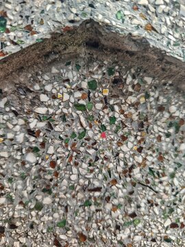 Terrazzo Surface with Multicolored Glass and Stone Chips, Textured Background