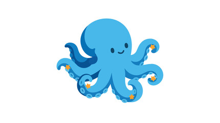 Fototapeta premium Cartoon Octopus with Suction Cups Illustration