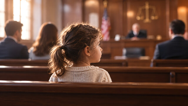 Child in Courtroom During Family Legal Proceedings