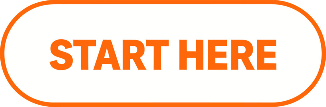 Start here button icon with rounded rectangle and orange text sesign