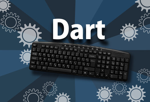 Dart programming language. Word Dart and pc keyboard.
