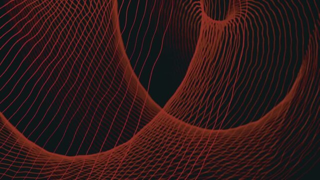 Abstract Red Linear Waves Motion On Dark Background