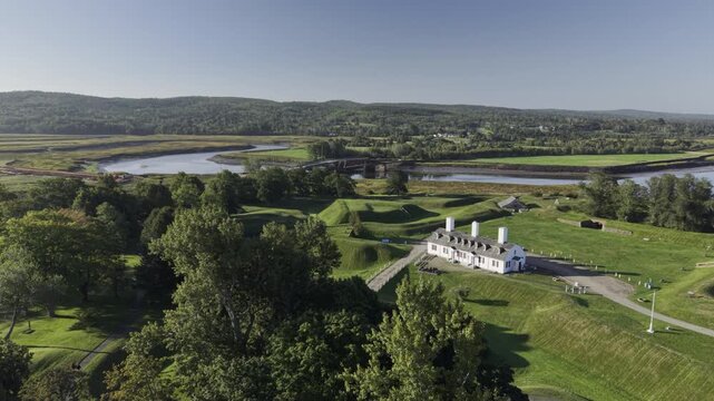 Fort Anne, Parks Canada National Historic Site - British colonial military outpost captured from the French and Mi&rsquo;kmaq Nation. Annapolis Royal, Nova Scotia MAXQUAL PRORES422HQ 4K HLG HDR BT.2020/2100