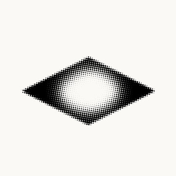 Abstract diamond shape with a halftone dot pattern on a white background.