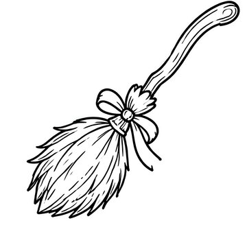 vector illustration of a flying broom