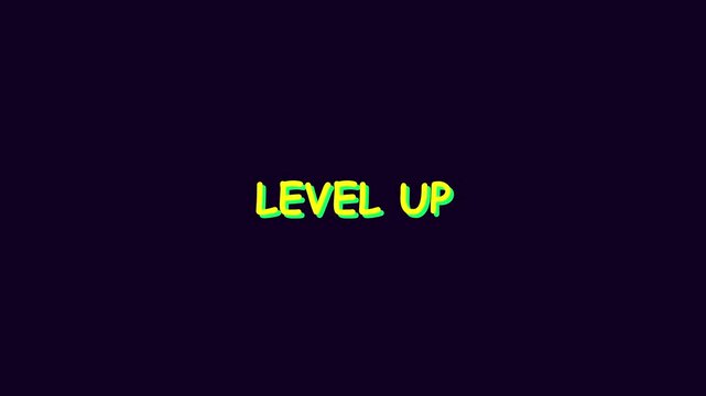 Retro gaming text elements with glitch effect on dark background
