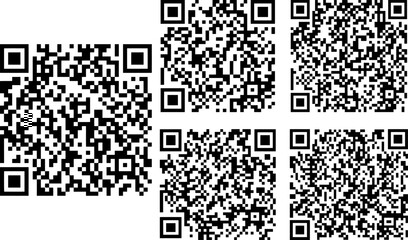 Fototapeta premium Set of Quick response codes arranged vector silhouette design