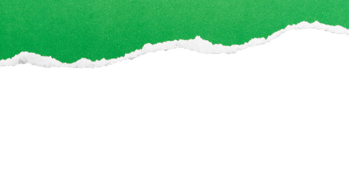 Ascending green torn paper edge on transparent background
