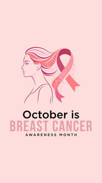 Pink ribbon symbol for breast cancer awareness month vector graphic design with floral elements on a white background for health campaigns and medical support concepts