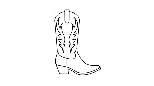 Classic Western Cowboy Boot with Decorative Flame Stitching Vector Icon Illustration - professional high resolution commercial stock photography with clean composition, detailed commercial stock