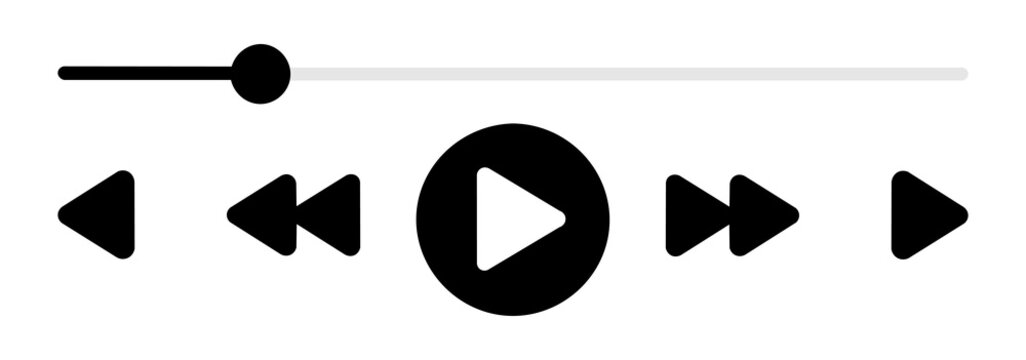 Music video playback bar icon. Media player, podcast, music app, and website controls for play and pause.