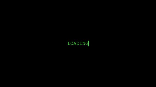 Green terminal text loading data on black screen