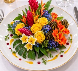 Naklejka premium Des fleurs dans votre assiette 
