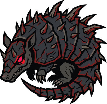 Dark fantasy spiked dragon head illustration