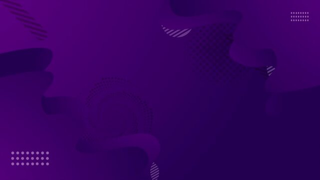 Abstract Purple Geometric Animation Background with Organic Shapes and Halftone Patterns