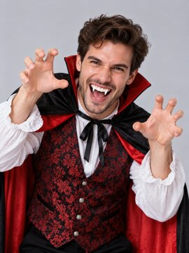Man dressed as a vampire for Halloween