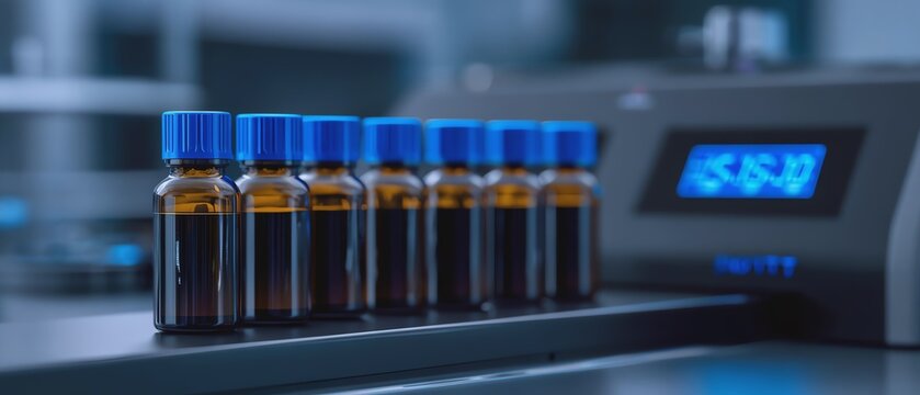 Laboratory bottles for scientific research.